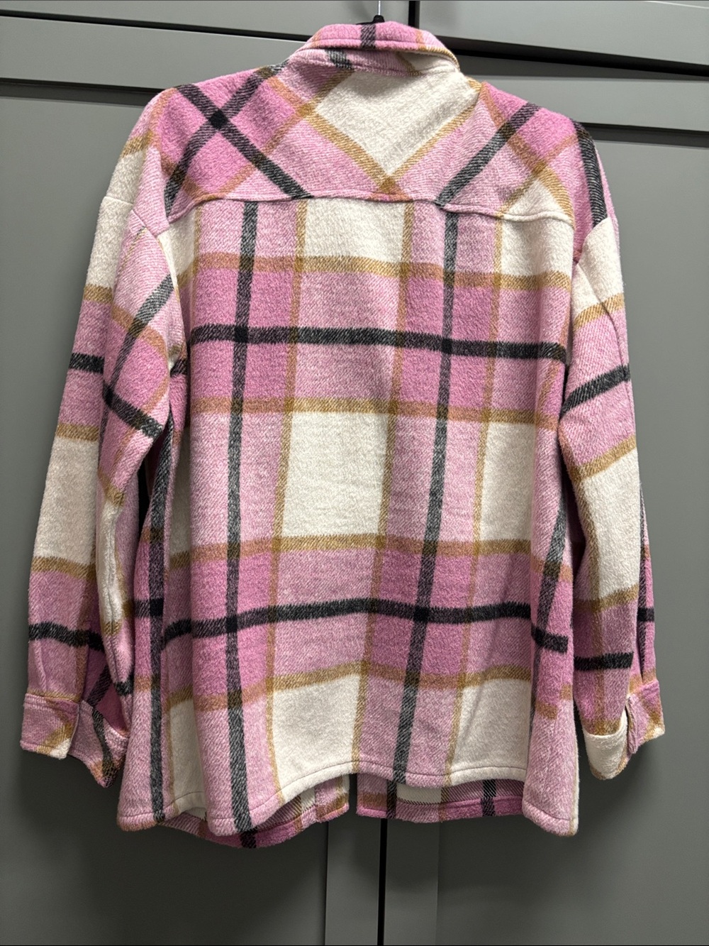 entro Pink and Cream Plaid Utility Jacket - Picture 4 of 4
